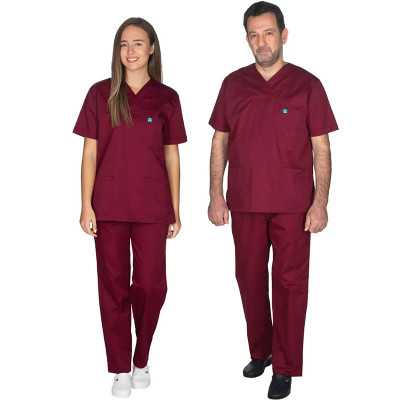 Set Iατρική στολή Νοσηλευτών & γιατρών Alezi Unisex | Μπορντό